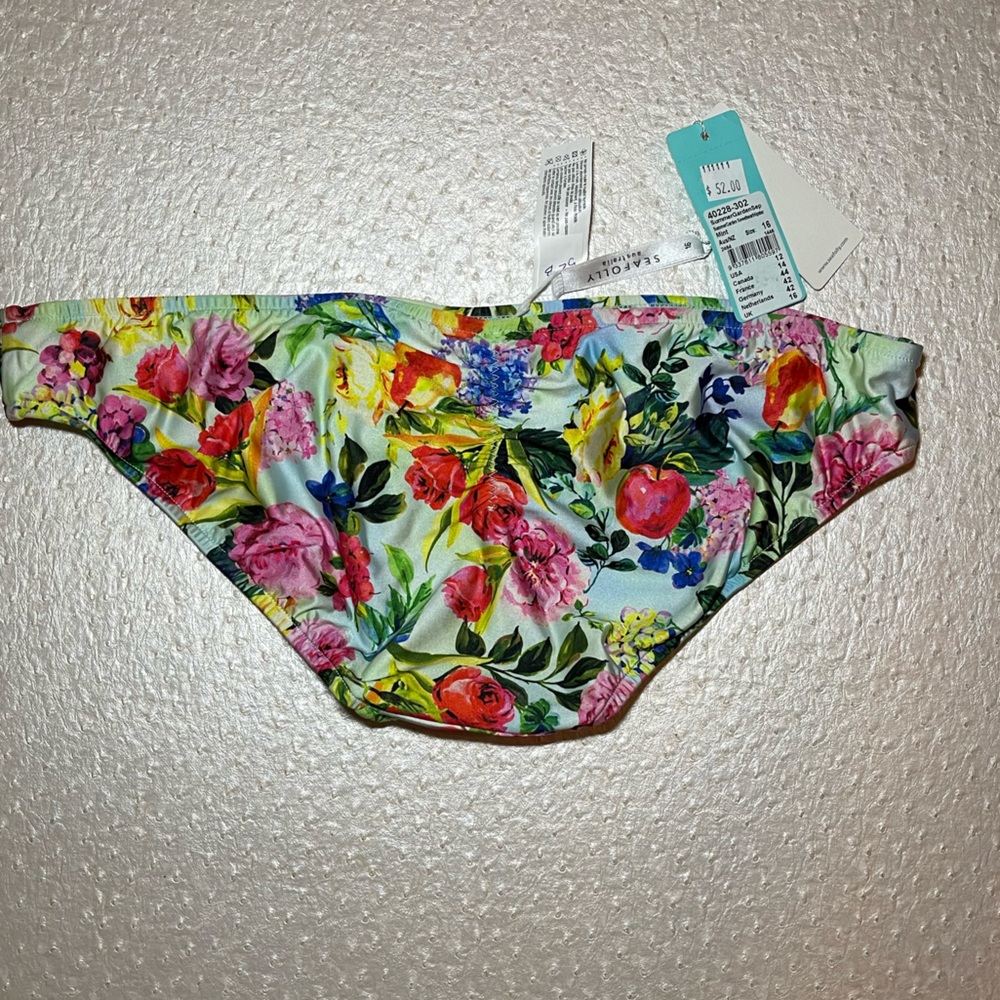 NWT Seafolly Summer Garden Sweetheart Hipster Bottoms Size US 12 Floral Ruched - Picture 6 of 10